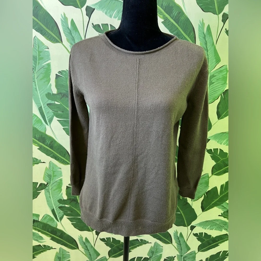 Catherine Malandrino Roll Neck Sweater 3/4 sleeve Brown Womens Small